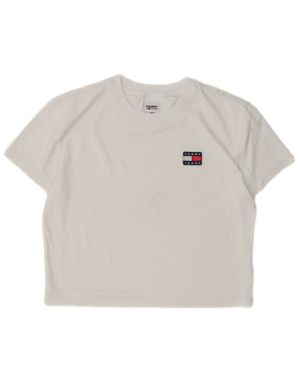 Женская укороченная футболка Tommy Hilfiger UK 10, маленькая белая