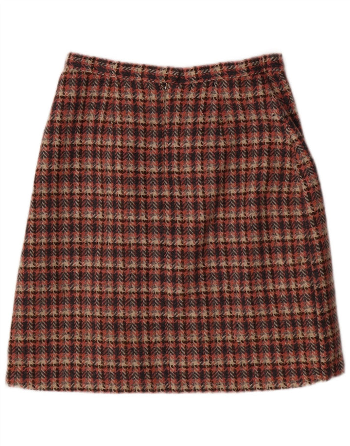 Винтажная женская юбка-трапеция EU 38 Medium W28 Розовая с узором «гусиные лапки»