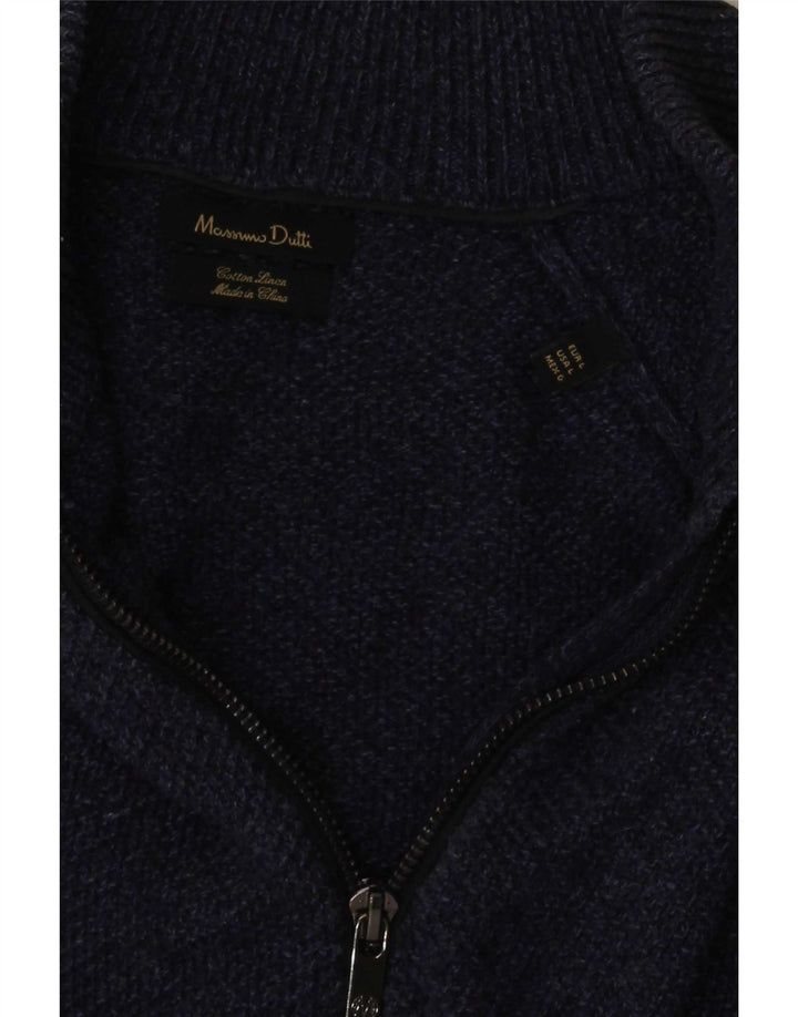 Мужской кардиган Massimo Dutti, большой темно-синий хлопковый свитер