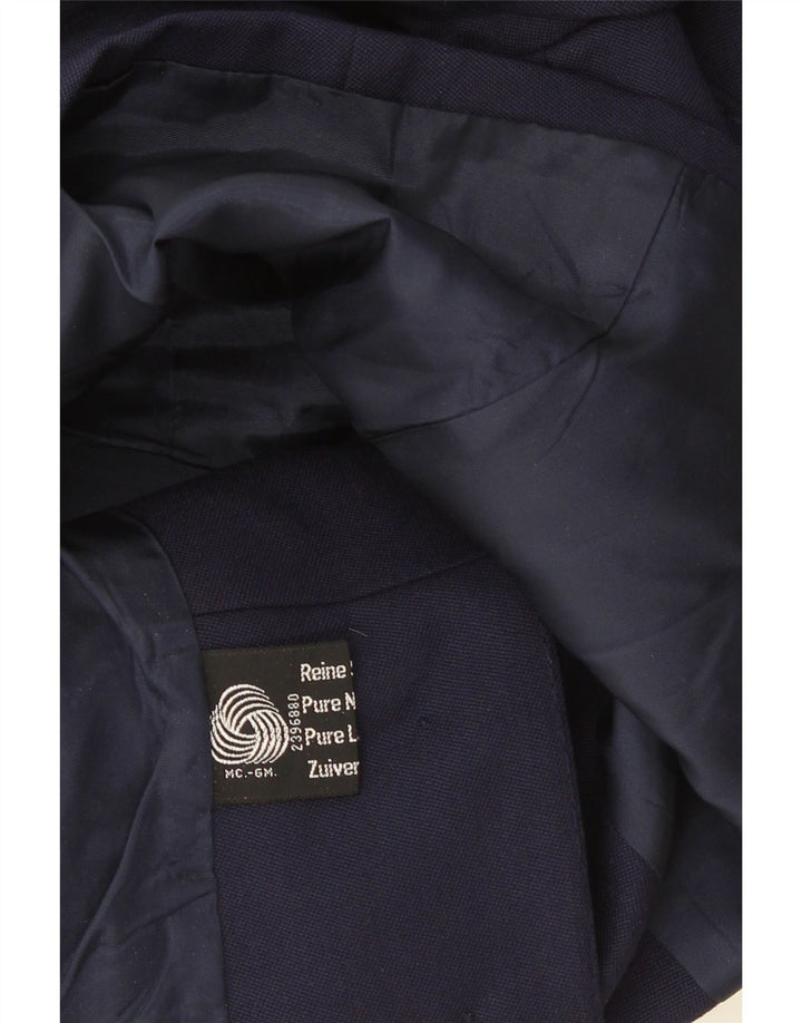 Винтажный женский укороченный пиджак на 4 пуговицах, Великобритания, 10, маленький, темно-синий, шерстяной