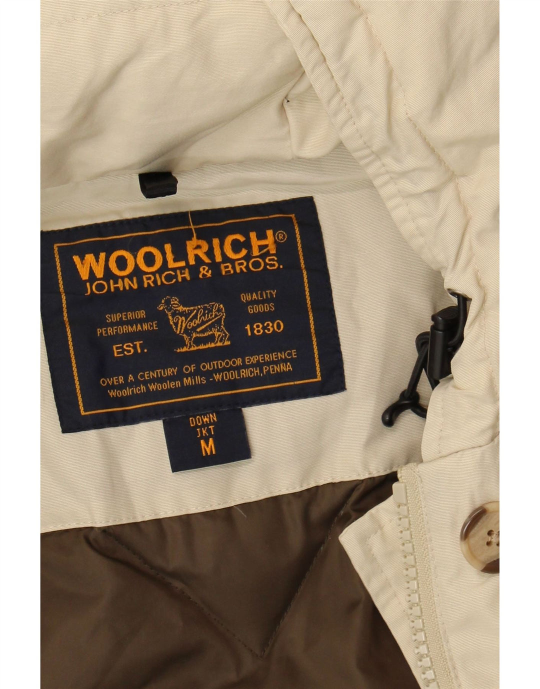 Женское пуховое пальто с капюшоном Woolrich UK 14 Medium Off White