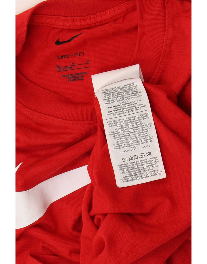 Футболка с рисунком Nike Dri Fit для мальчиков, топ 10–11 лет, средний красный полиэстер