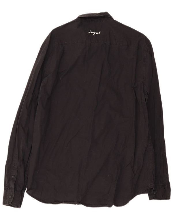 Мужская рубашка стандартного кроя с рисунком Desigual XL, черная, хлопок