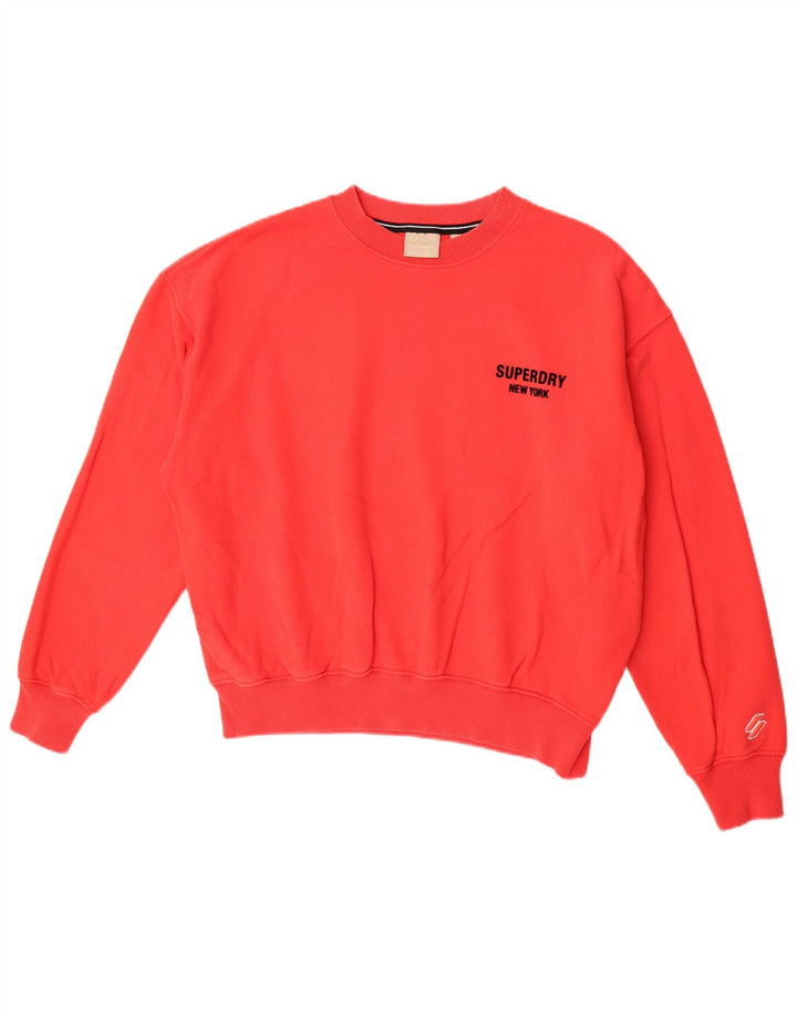 Женский джемпер оверсайз Superdry UK 14, большой красный хлопок