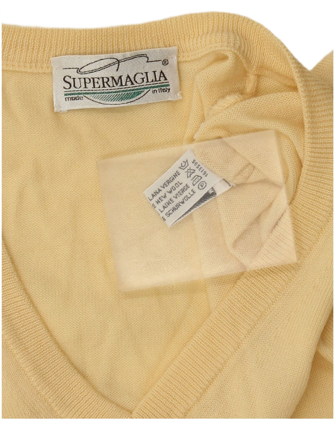 Мужской джемпер с v-образным вырезом Supermaglia, средний желтый шерстяной свитер