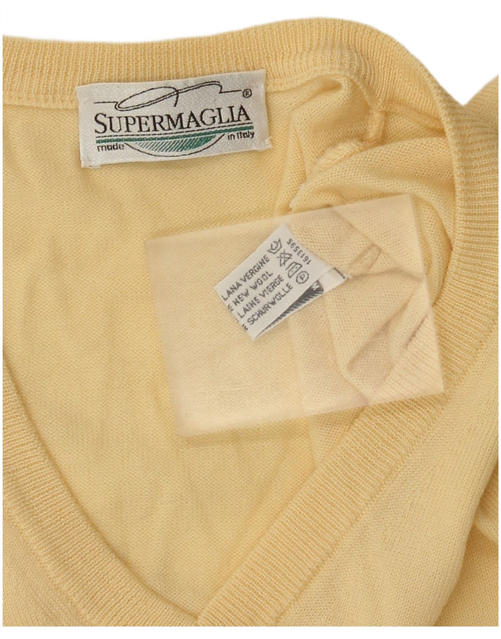 Мужской джемпер с v-образным вырезом Supermaglia, средний желтый шерстяной свитер