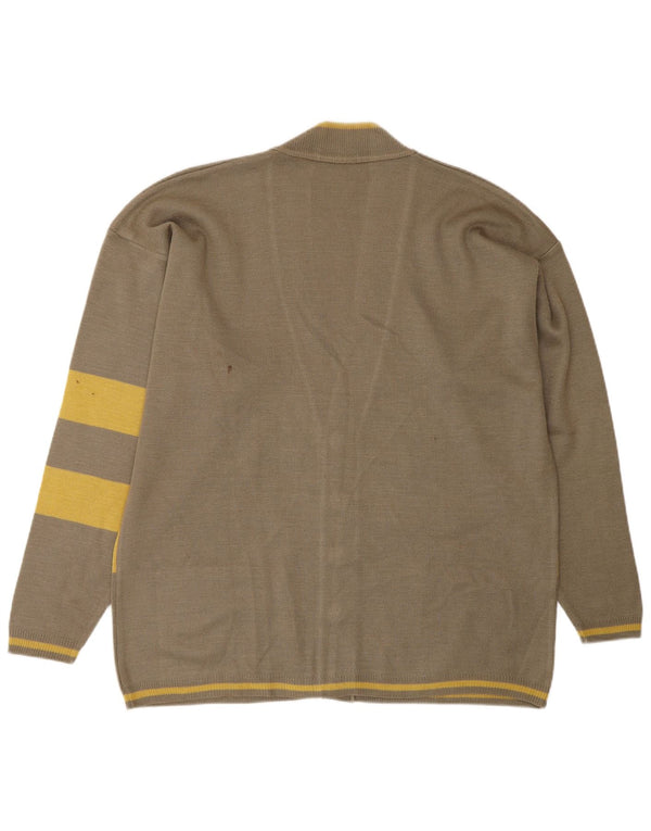 VINTAGE Мужской свободный кардиган-свитер из полиамида в большую зеленую полоску