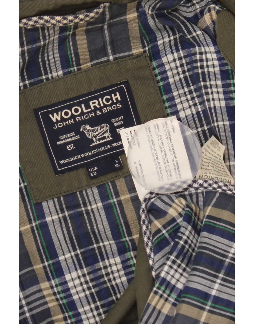 Мужская куртка Woolrich UK 40, большая зеленая, хлопок