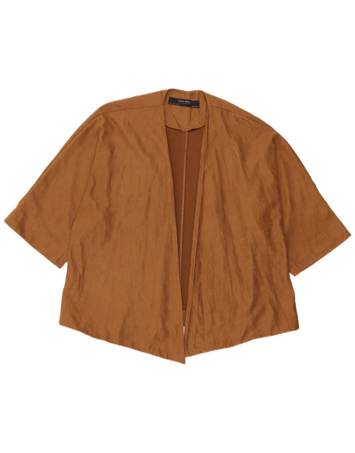Женский кардиган с рукавом 3/4 Zara UK 14, средний коричневый цвет
