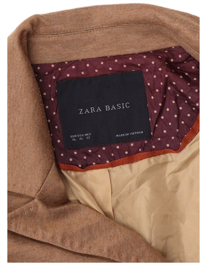 Женский пиджак Zara на 1 пуговице UK 18 XL Бежевый
