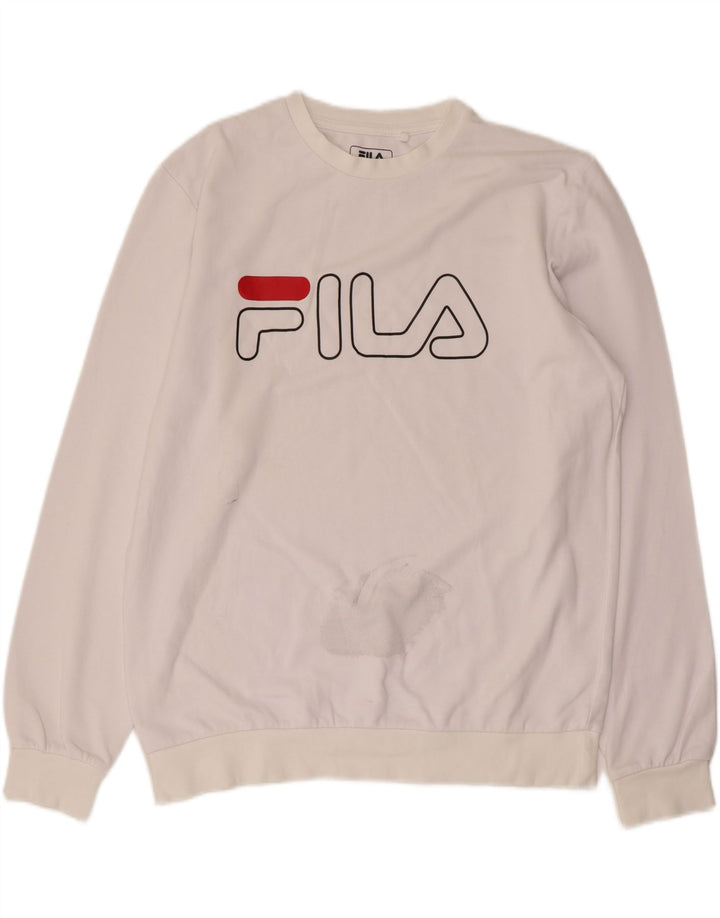 Мужской свитшот с рисунком FILA, большой белый хлопковый джемпер