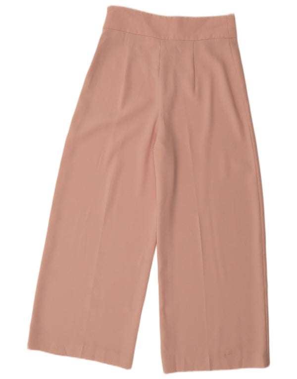 Zara Женские широкие укороченные брюки W26 L25, розовые, полиэстер