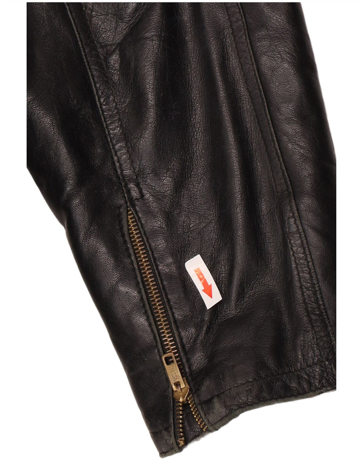 Винтажная мужская кожаная куртка UK 36 маленькая черная кожаная