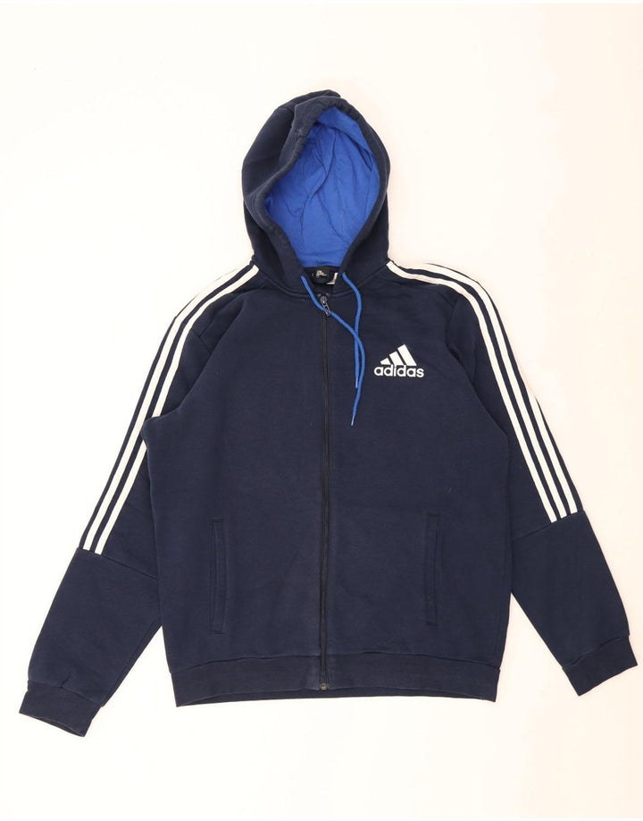 Мужской свитер с капюшоном на молнии Adidas, большой темно-синий