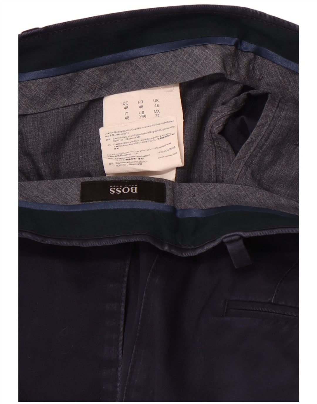 Мужские прямые брюки-чиносы HUGO BOSS IT 48 Medium W34 L32 Темно-синие
