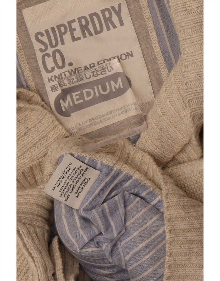 Мужской кардиган Superdry, хлопковый свитер среднего бежевого цвета