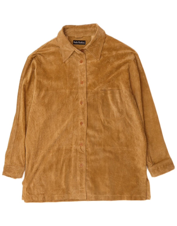 PAOLO CONTINI Женская замшевая рубашка EU 44 XL Бежевая