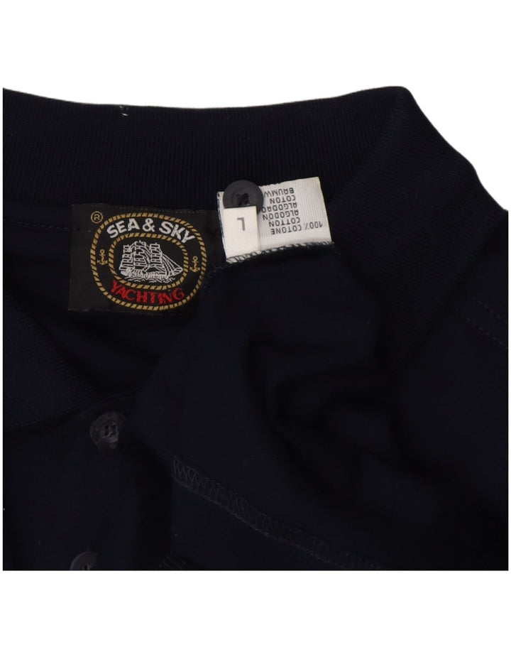 Мужская рубашка-поло SEA & SKY, темно-синяя, хлопковая