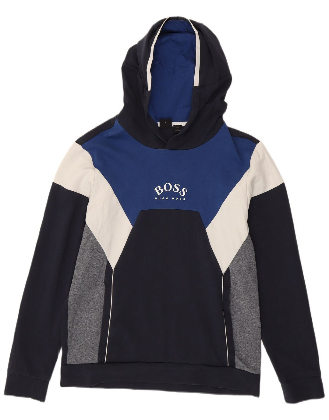 Мужской джемпер с капюшоном Hugo Boss, средний темно-синий, хлопок с цветными блоками