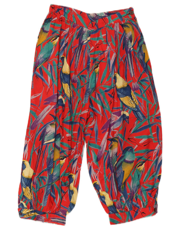 ВИНТАЖНЫЕ женские капри-шаровары W24 L17 красные с животным принтом
