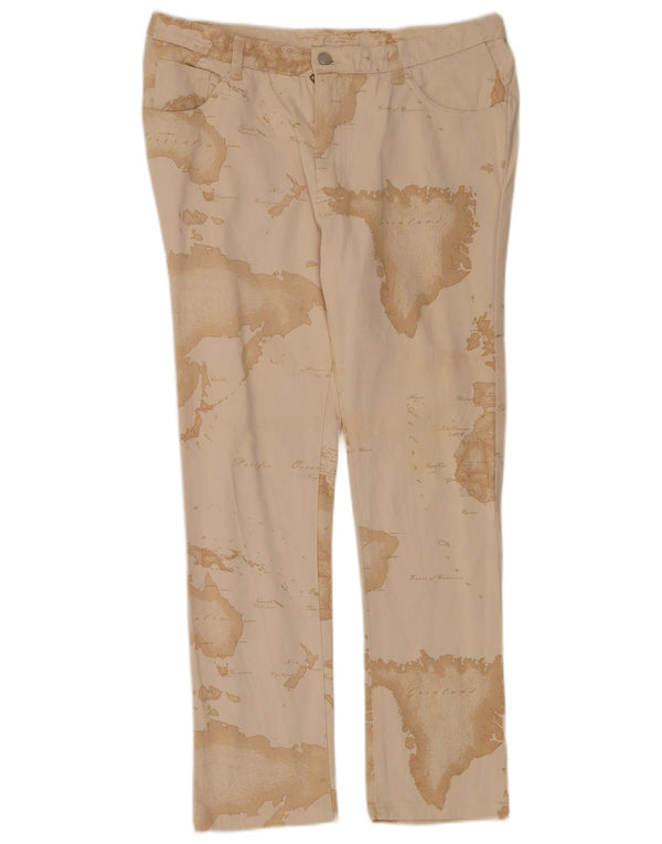 ALVIERO MARTINI Женские повседневные брюки с абстрактным узором W32 L30 Бежевые