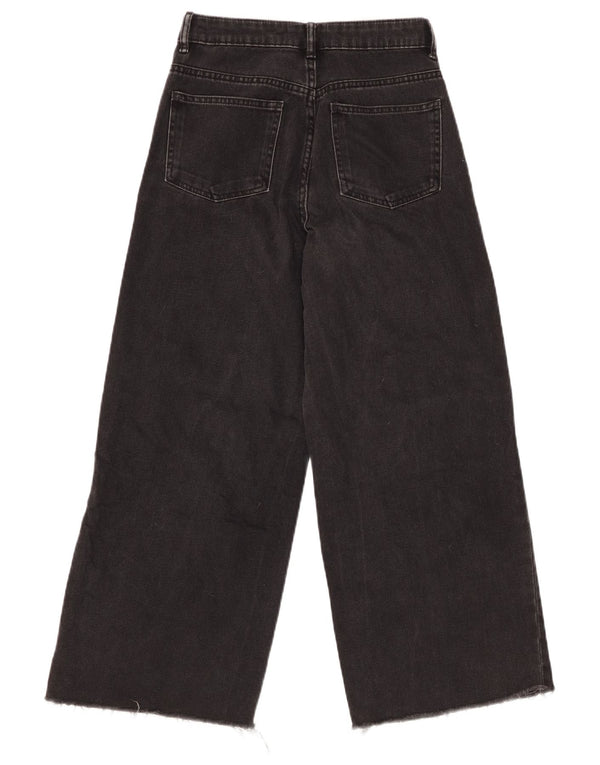 Женские укороченные широкие джинсы с высокой посадкой ZARA W22 L25, черный хлопок