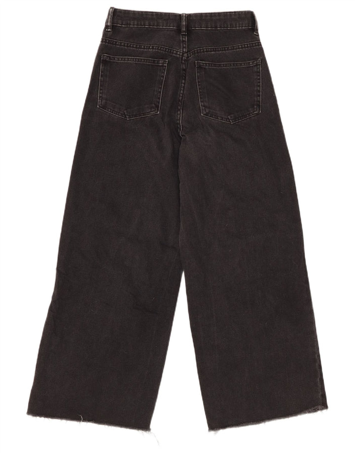 Женские укороченные широкие джинсы с высокой посадкой ZARA W22 L25, черный хлопок