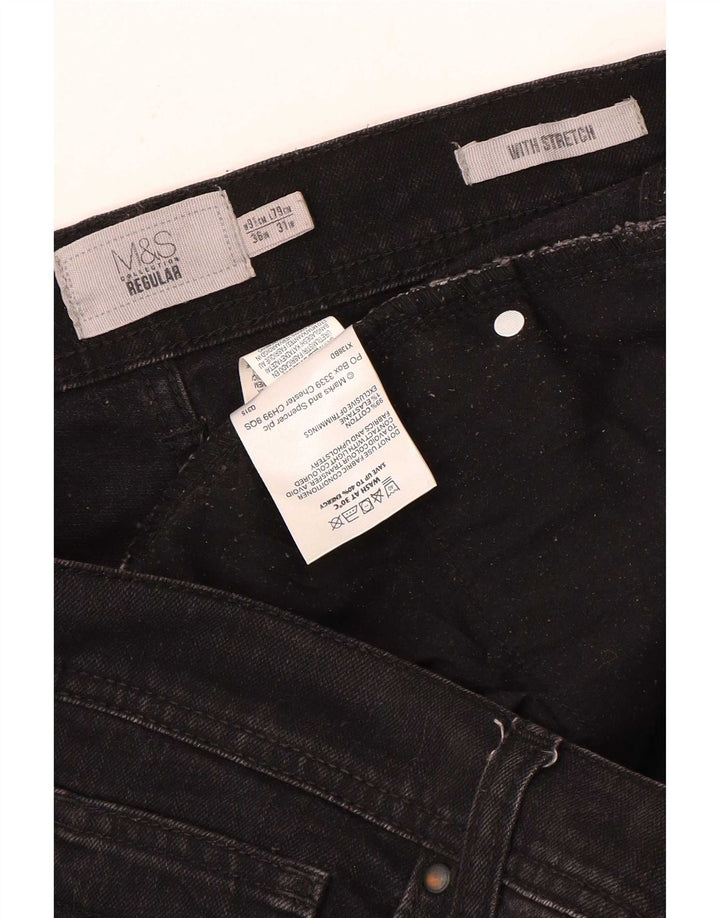 Мужские прямые джинсы Marks & Spencer W36 L31, черные, хлопковые