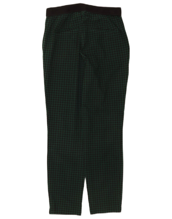 Женские узкие брюки чинос Zara среднего размера W28 L26, полиэстер в зеленую клетку