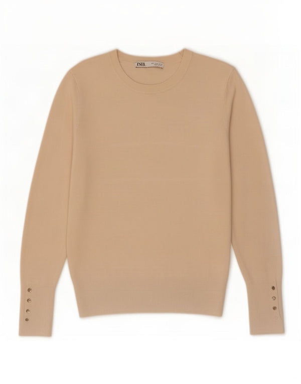 Женский свитер с вырезом «лодочка» Zara UK 14, большой, бежевый, вискоза