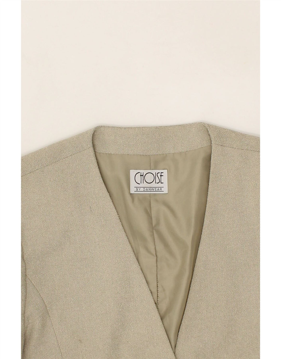 VINTAGE Womens 5 Button Blazer Jacket UK 14 Large Beige Polyester Vintage Vintage and Second-Hand Vintage from Messina Hembry 