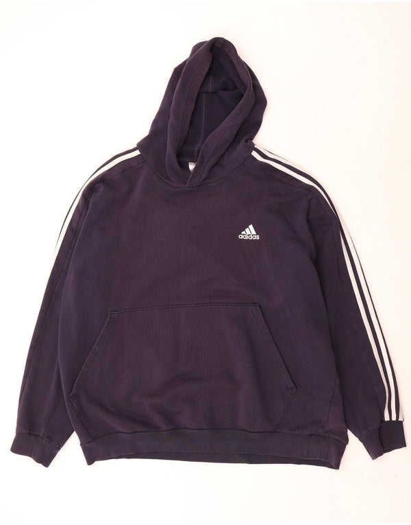 Adidas Mens Hoodie Jumper 2XL Navy Blue Cotton