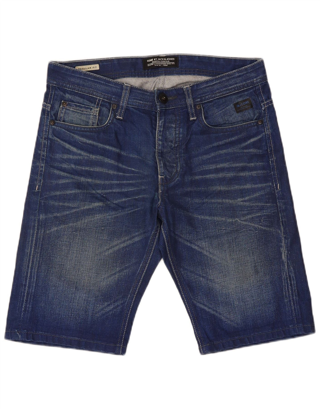Jack & Jones Мужские джинсовые шорты стандартного кроя, маленькие W32, синие, хлопок
