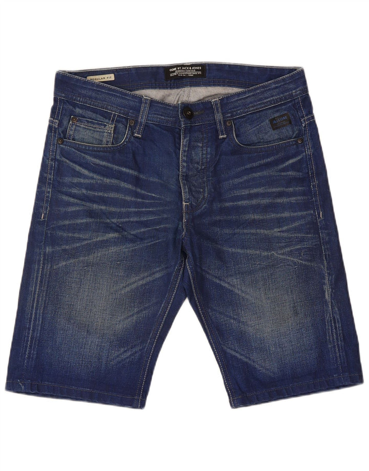 Jack & Jones Мужские джинсовые шорты стандартного кроя, маленькие W32, синие, хлопок