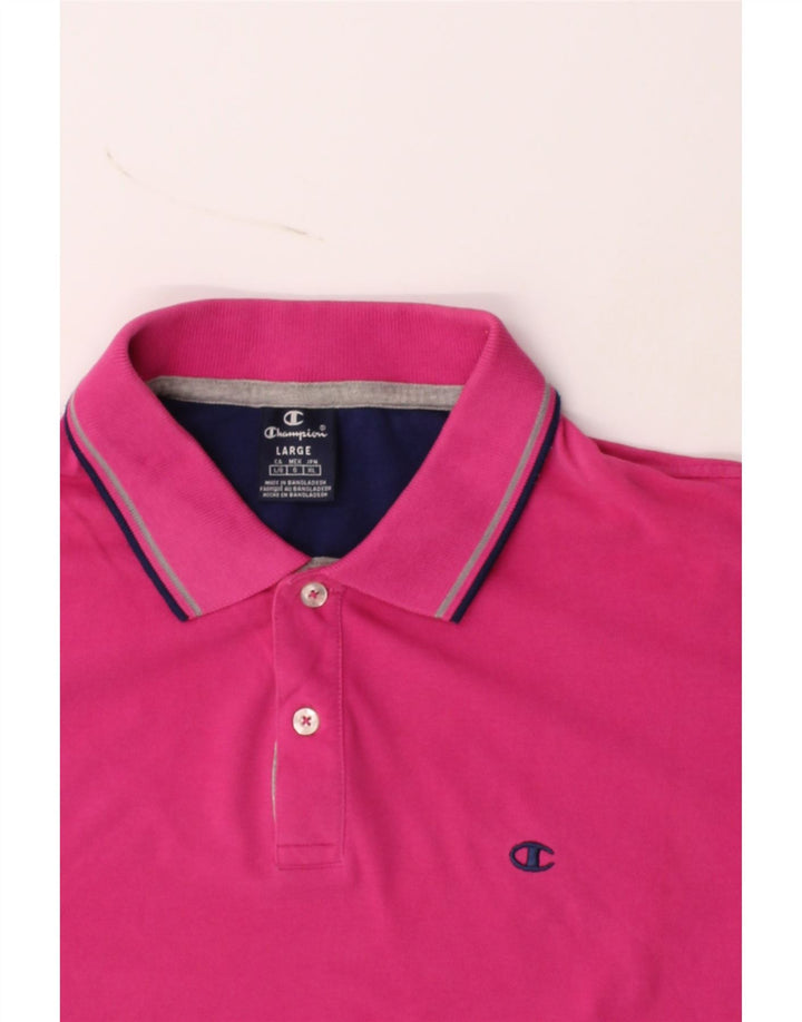 CHAMPION Mens Polo Shirt Large Pink Cotton Vintage Champion and Second-Hand Champion from Messina Hembry 
