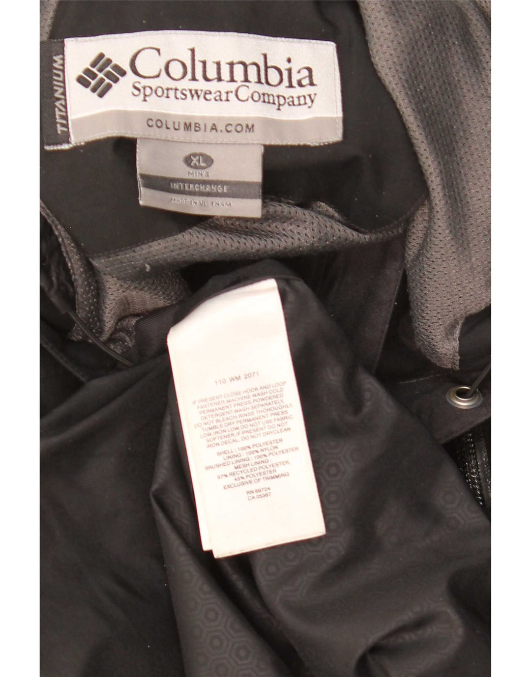 Мужская дождевик Columbia с титановым капюшоном UK 42 XL, черный полиэстер