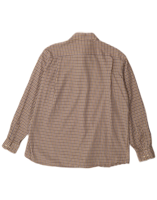 Мужская рубашка классического кроя Ungaro XL в бежевую клетку