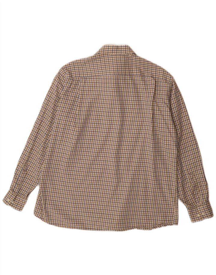 Мужская рубашка классического кроя Ungaro XL в бежевую клетку