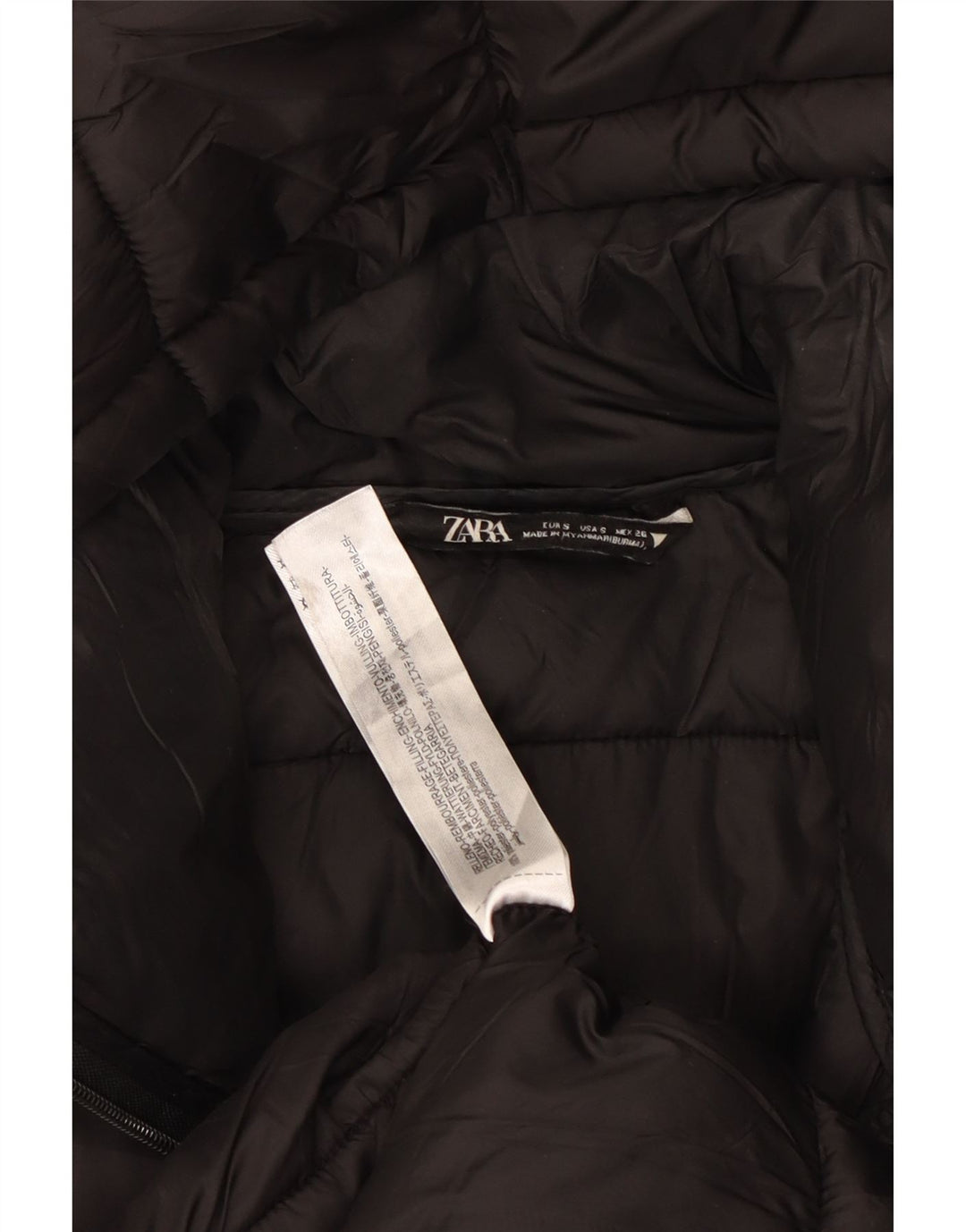 Женское стеганое пальто оверсайз с капюшоном ZARA UK 10, маленький черный полиэстер