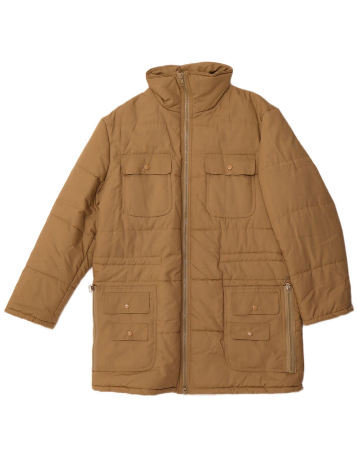 Винтажное мужское стеганое пальто UK 36, маленькое бежевое полиэстер