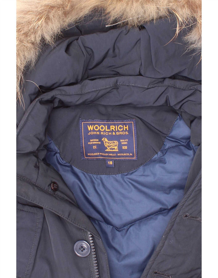 Утепленная куртка Woolrich для маленьких мальчиков с капюшоном 12–18 месяцев, темно-синий, полиэстер