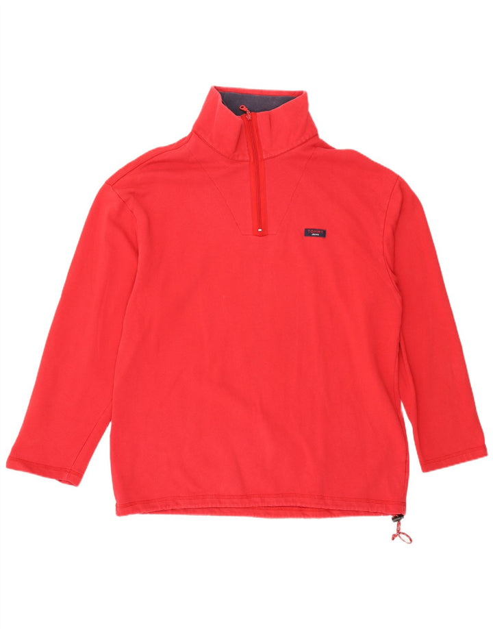 Мужской топ Tommy Hilfiger с воротником на молнии и длинными рукавами, большой красный хлопок