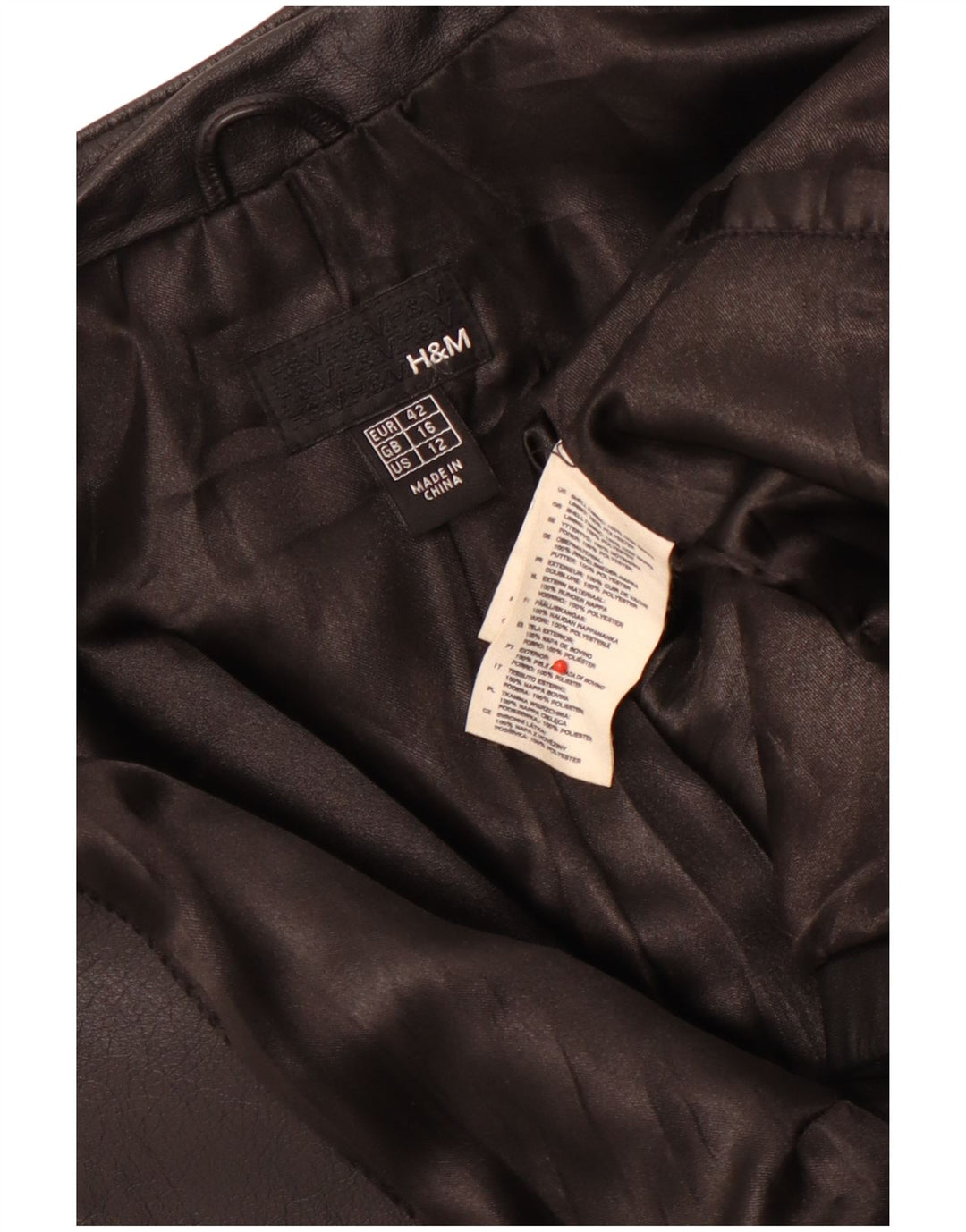 Женская укороченная кожаная куртка H&M UK 16, большая черная кожаная