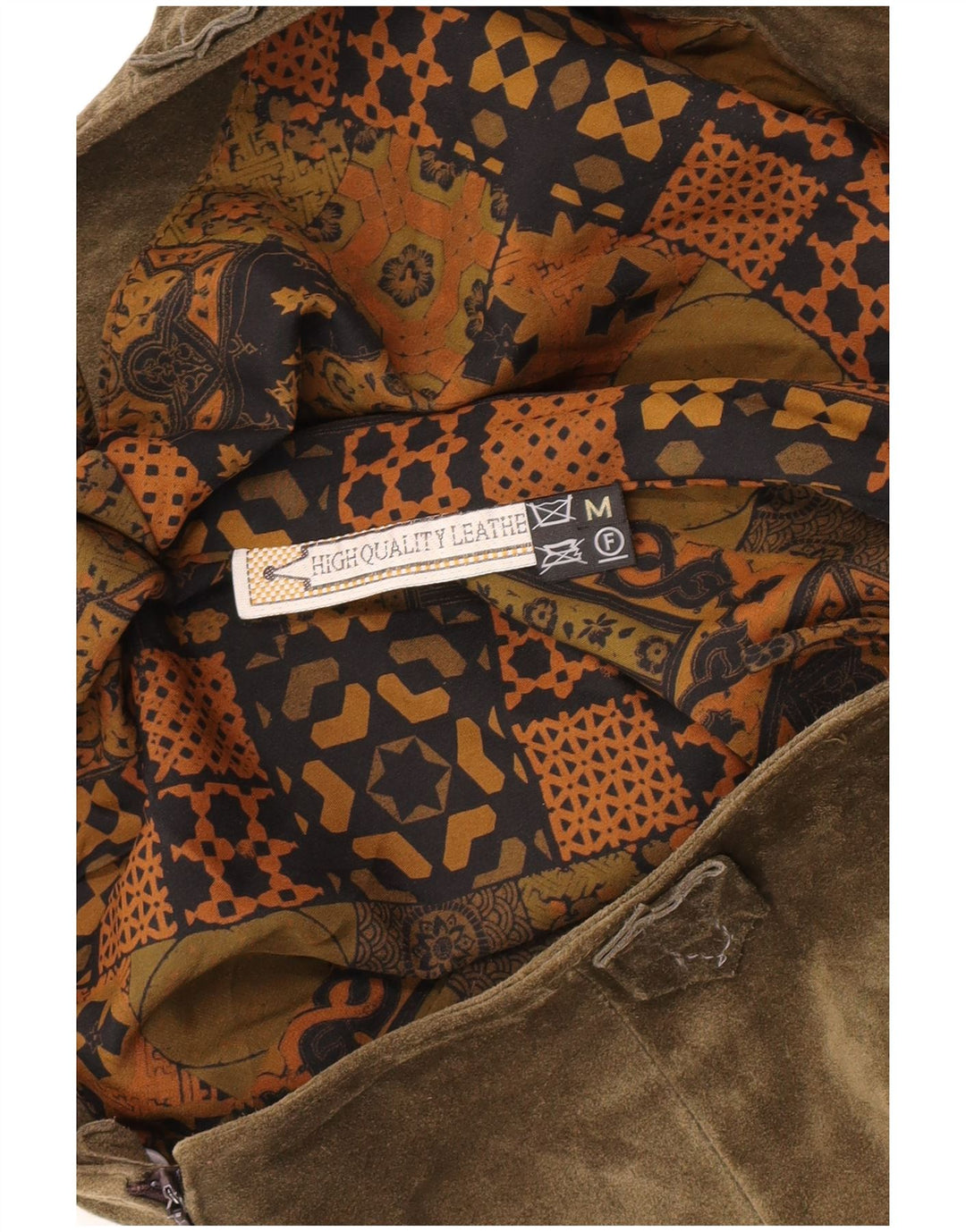 Винтажная женская замшевая юбка среднего размера W32 из кожи цвета хаки