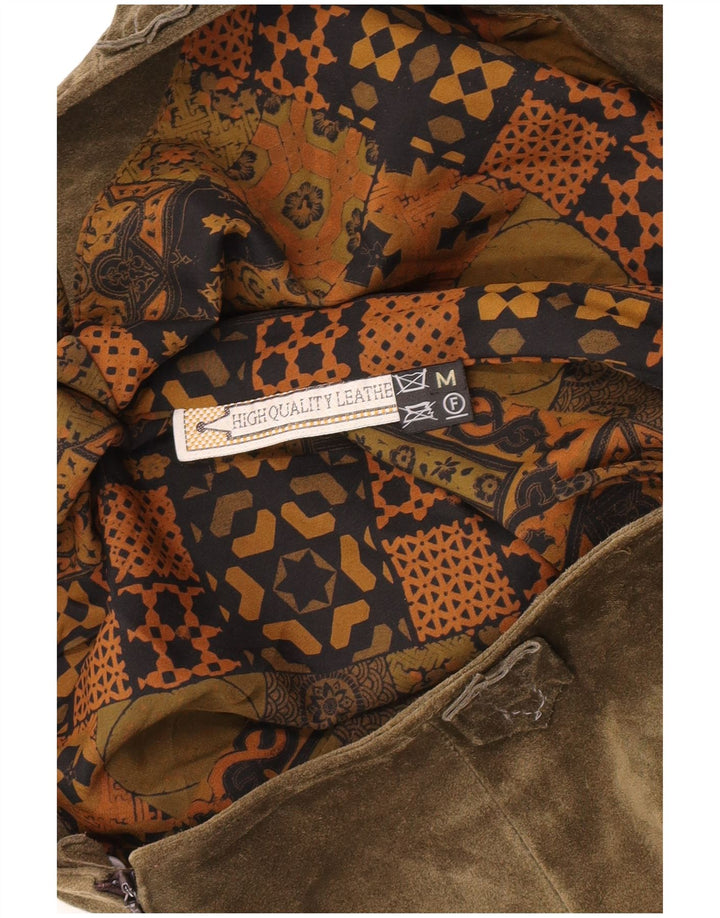 Винтажная женская замшевая юбка среднего размера W32 из кожи цвета хаки