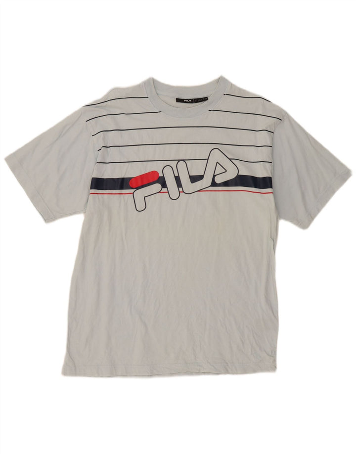 Мужская футболка с рисунком Fila, хлопковый топ в большую серую полоску