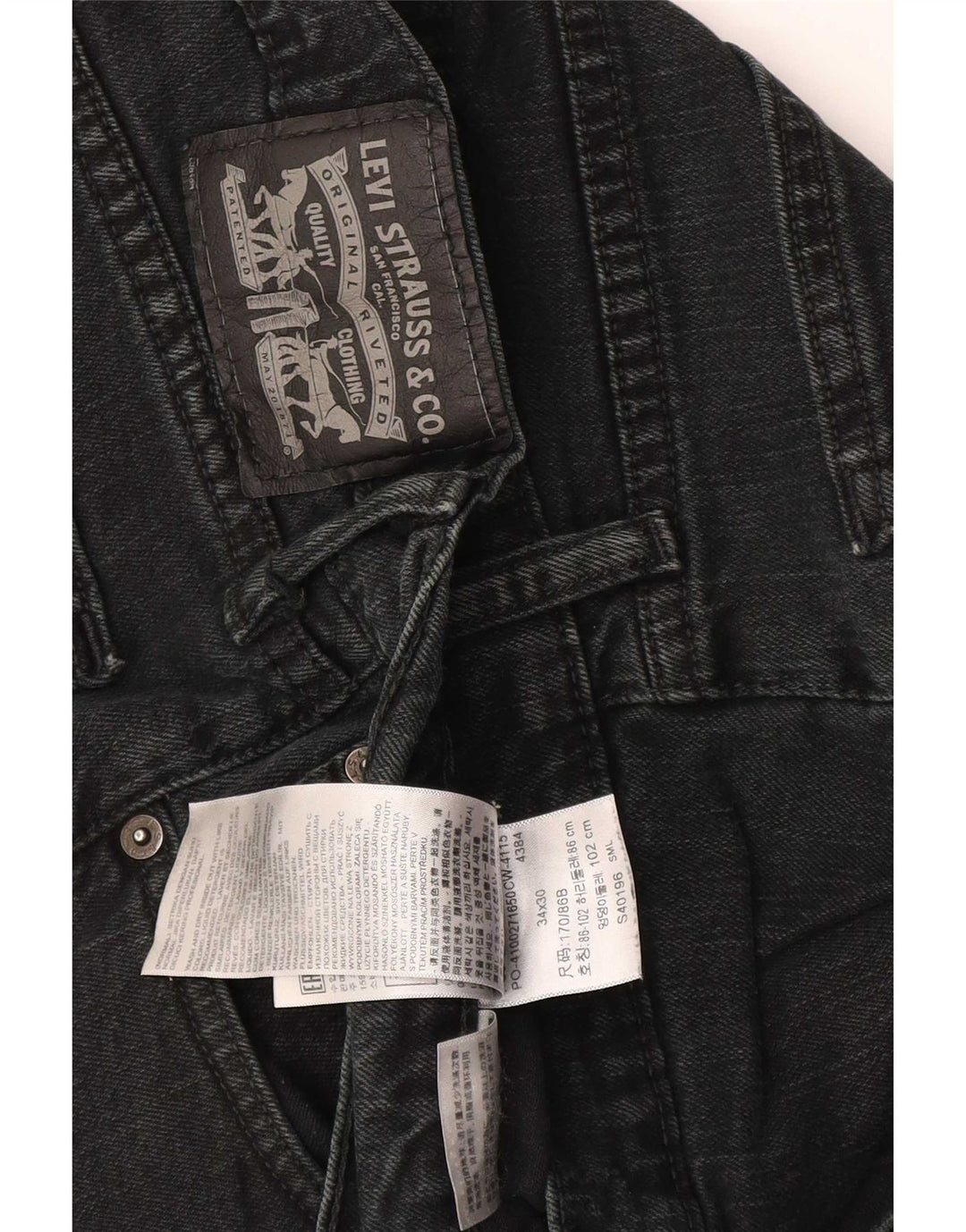 Мужские прямые джинсы Levi's W34 L30, черный хлопок