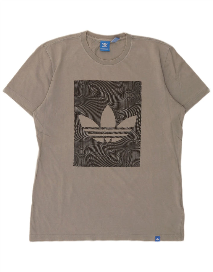 Мужская футболка с рисунком ADIDAS, хлопковый топ среднего серого цвета