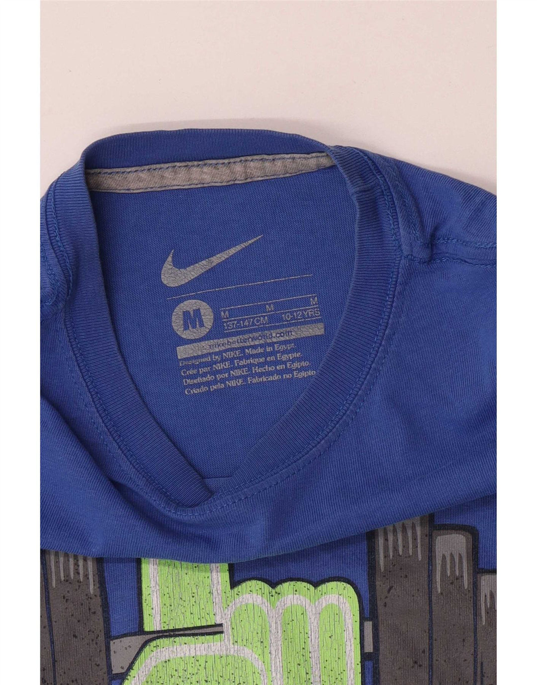 Футболка с рисунком Nike для мальчиков, топ 10–11 лет, средний синий