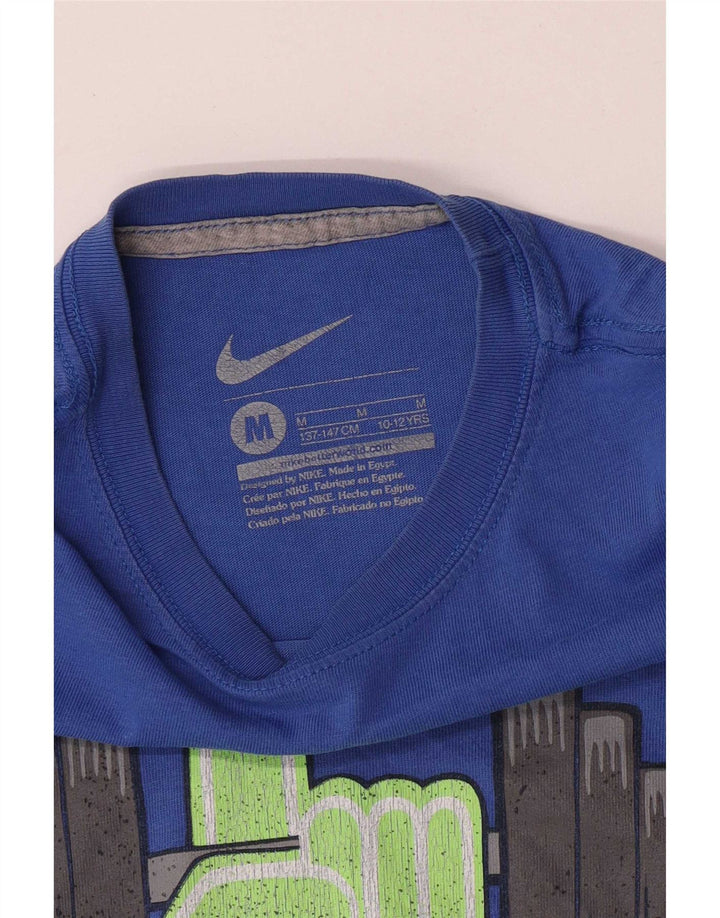 Футболка с рисунком Nike для мальчиков, топ 10–11 лет, средний синий